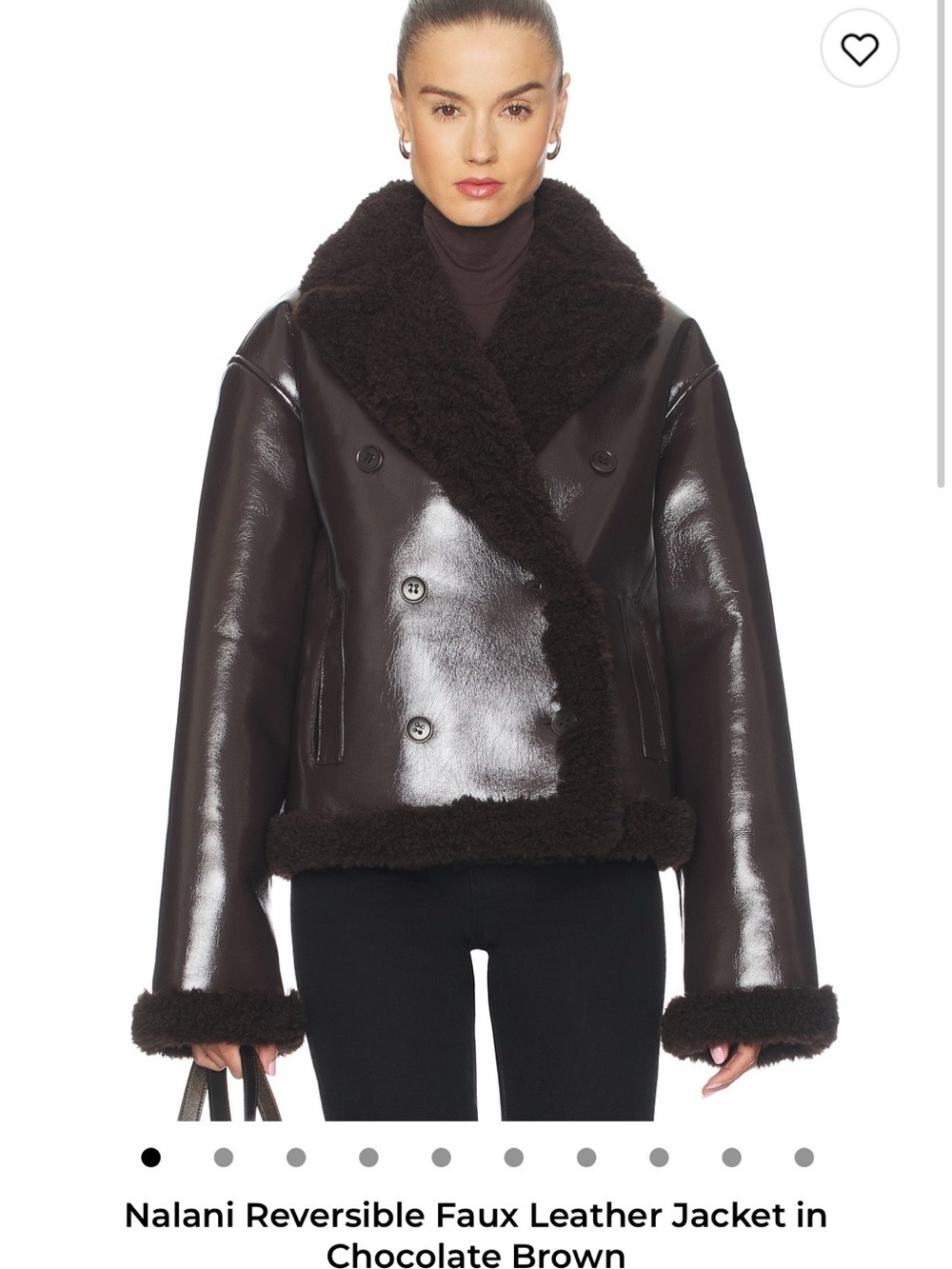 L'Academie Chocolate Brown Reversible Faux Leather Bomber Jacket